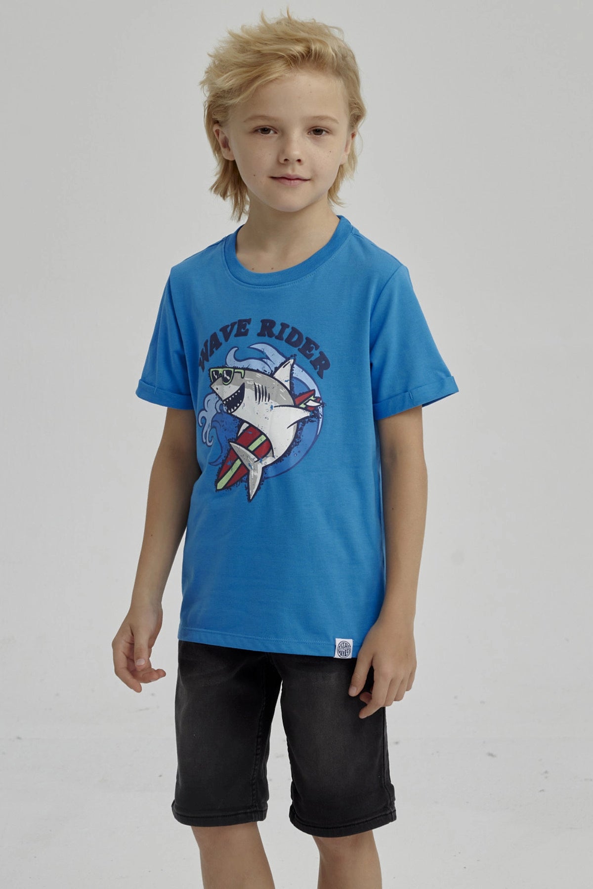 Polera Niño Puff Print Delantero Azul Claro