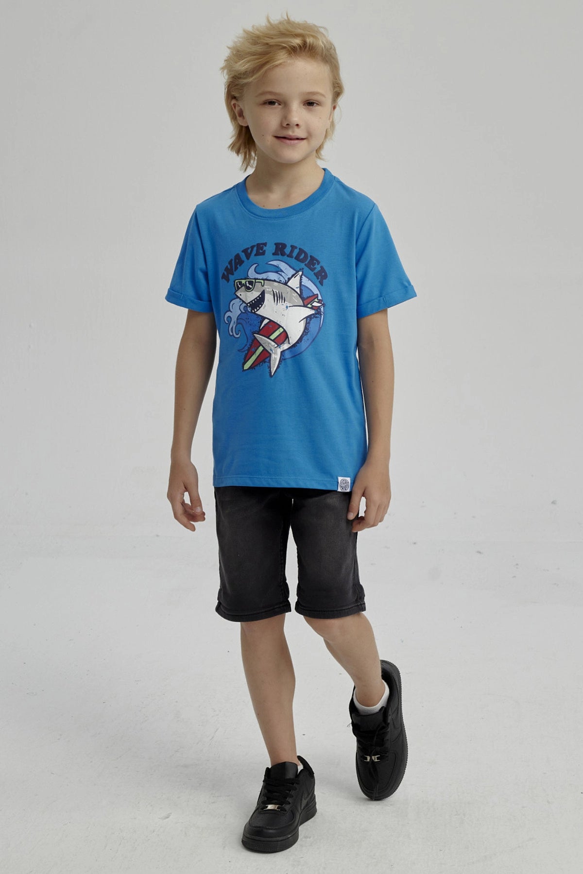 Polera Niño Puff Print Delantero Azul Claro