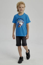 Polera Niño Puff Print Delantero Azul Claro