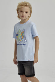 Polera Niño Puff Print Delantero Celeste