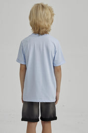 Polera Niño Puff Print Delantero Celeste