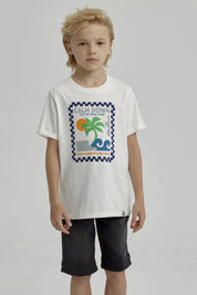 Polera Niño Puff Print Delantero Crudo