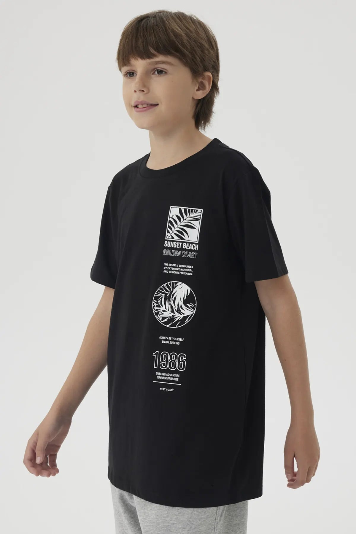 Polera Niño Print Posicional Negro