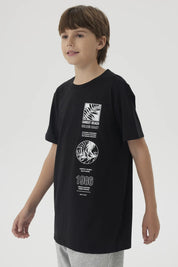 Polera Niño Print Posicional Negro