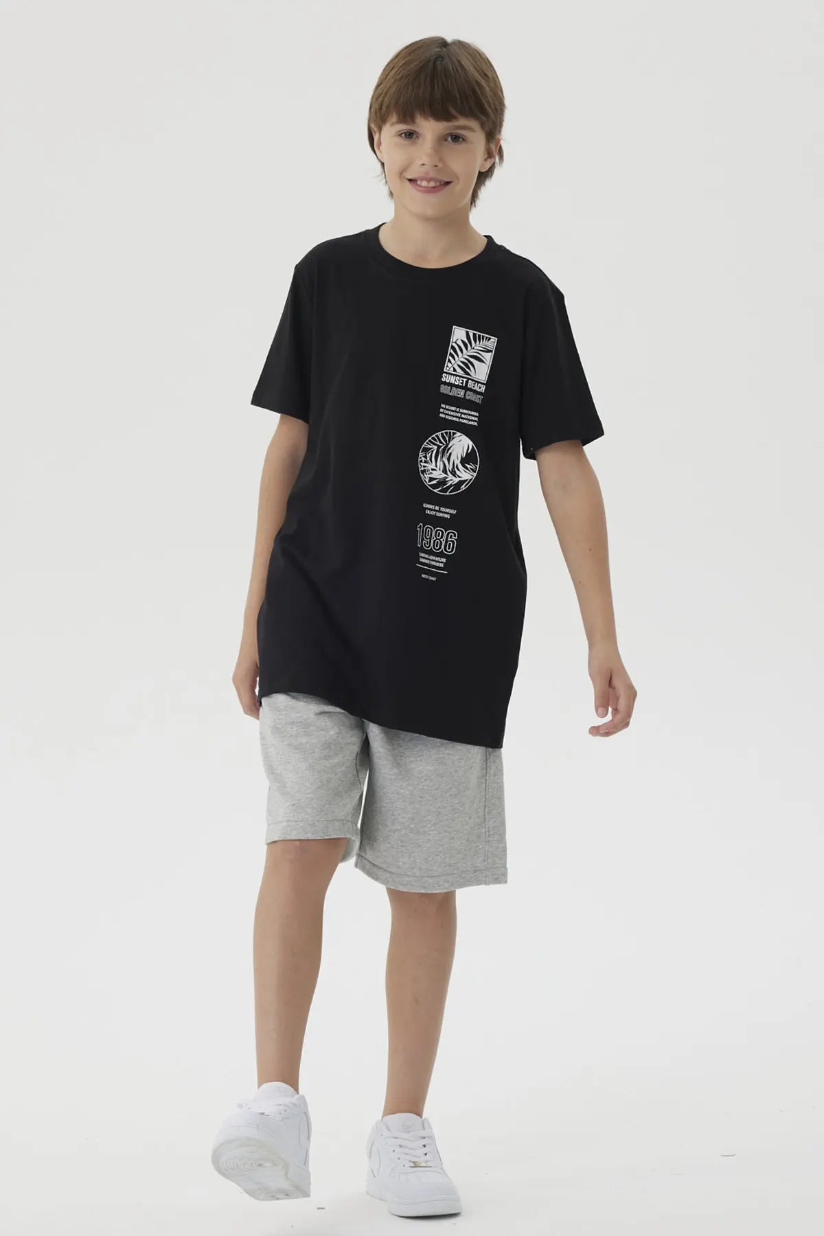 Polera Niño Print Posicional Negro