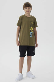 Polera Niño Print Posicional Verde Militar