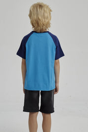 Polera Niño Raglan Print Azul Claro