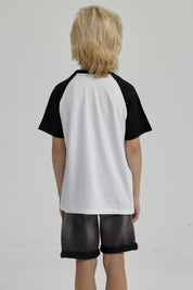 Polera Niño Raglan Print Negro
