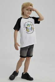 Polera Niño Raglan Print Negro