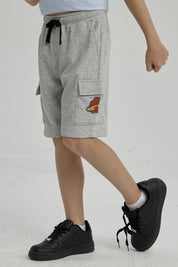 Bermuda Niño Franela Con Parche Gris Melange