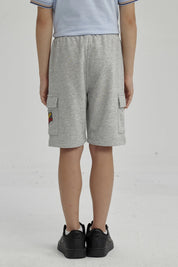 Bermuda Niño Franela Con Parche Gris Melange