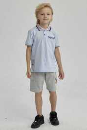 Bermuda Niño Franela Con Parche Gris Melange