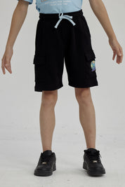 Bermuda Niño Franela Con Parche Negro