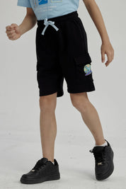 Bermuda Niño Franela Con Parche Negro