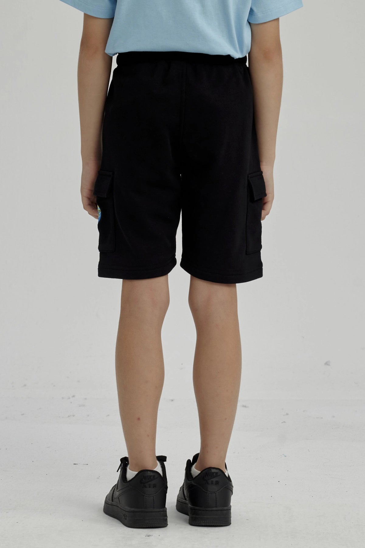 Bermuda Niño Franela Con Parche Negro