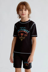 Polera Traje de Baño Niño Filtro UV Negro