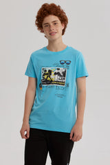 Polera Niño Bordado Menta