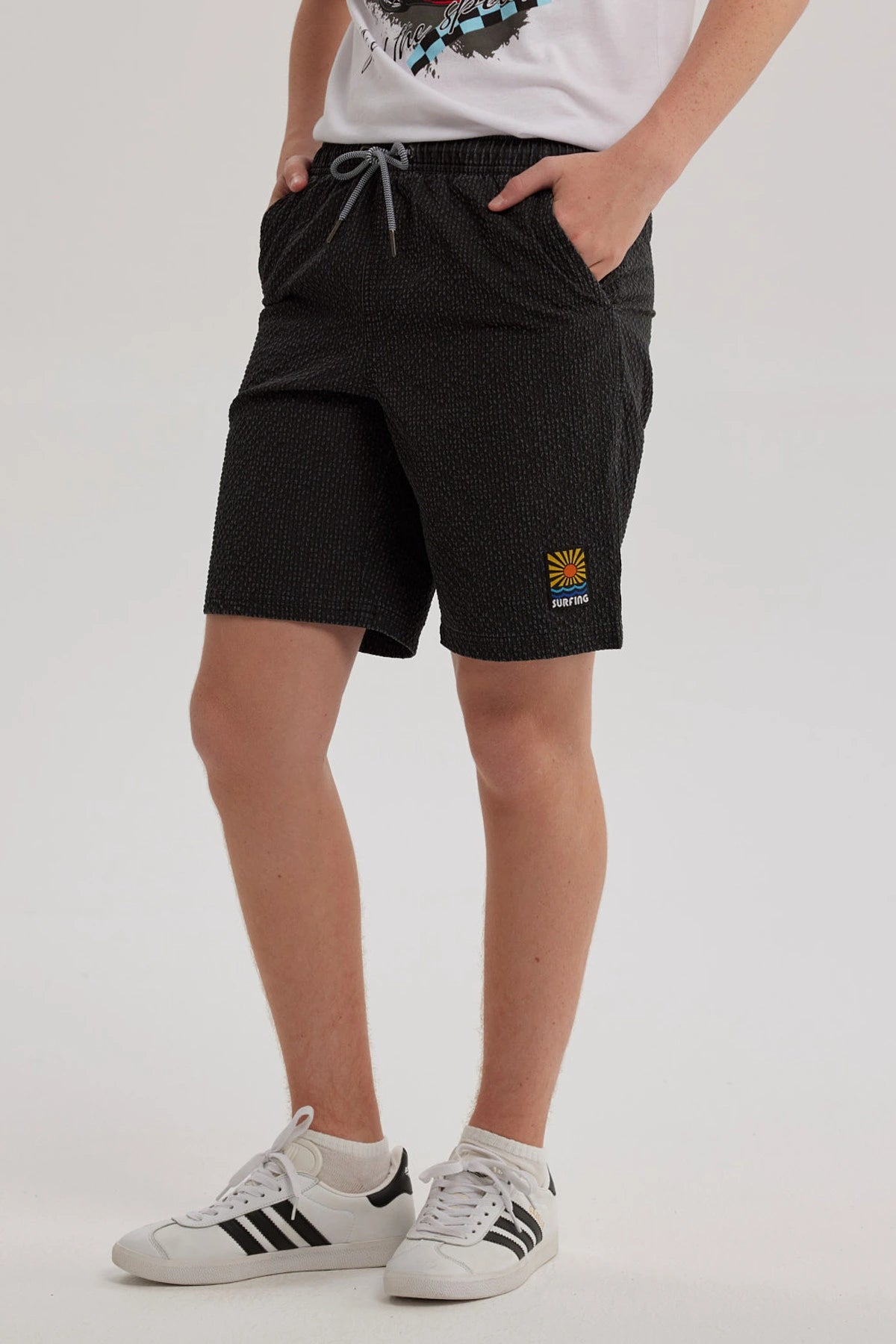 Short de Baño Niño Textura Negro