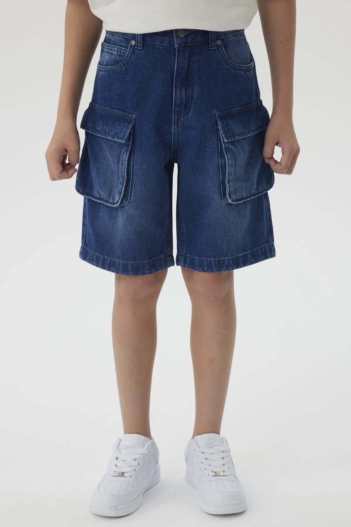 Bermuda Niño Denim Cargo Azul