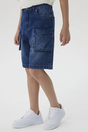 Bermuda Niño Denim Cargo Azul