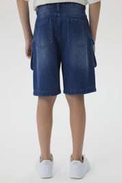 Bermuda Niño Denim Cargo Azul