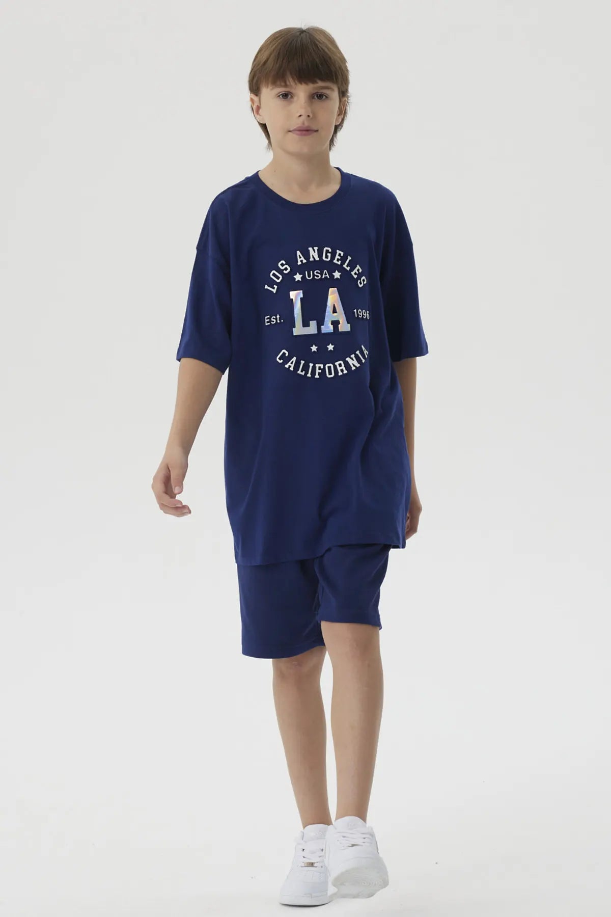 Bermuda Niño Print 3D Azul Oscuro