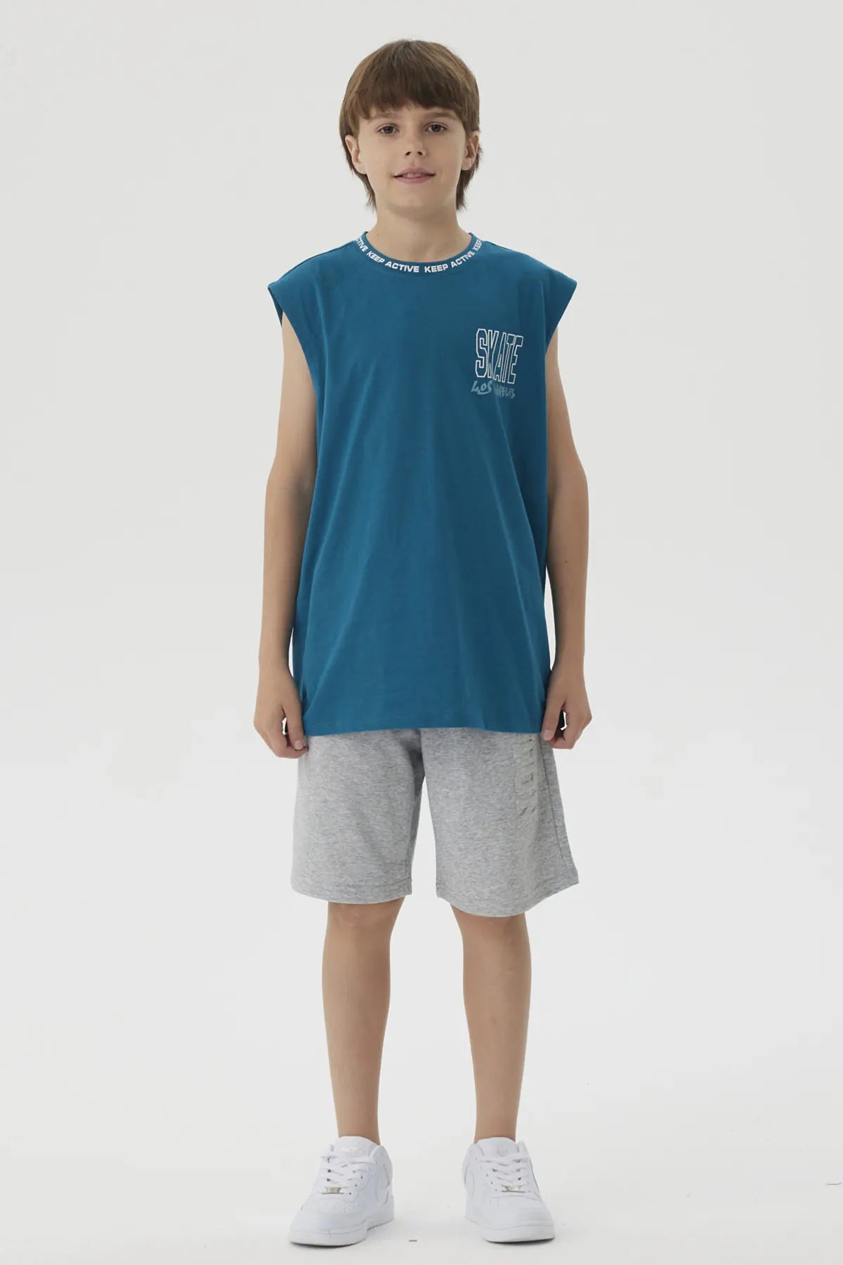 Bermuda Niño Print 3D Gris Melange