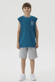 Bermuda Niño Print 3D Gris Melange