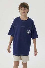 Polera Niño Bolsillo Print Azul Oscuro