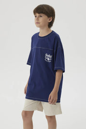Polera Niño Bolsillo Print Azul Oscuro
