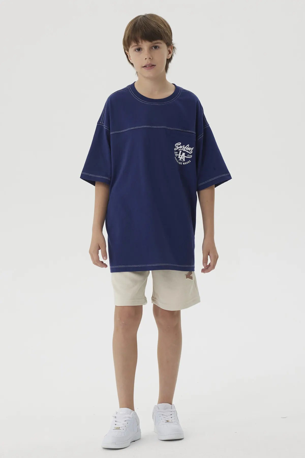 Polera Niño Bolsillo Print Azul Oscuro