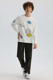 Pantalón Niño Jogger Con Cortes Verde Militar