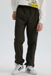 Pantalón Niño Jogger Con Cortes Verde Militar