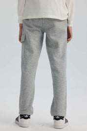 Pantalón Buzo Niño Cortes Bolsillo Gris Melange