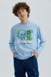 Polera Niño Print Celeste