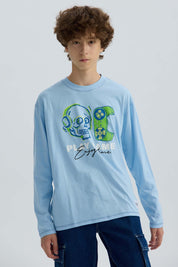 Polera Niño Print Celeste