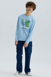 Polera Niño Print Celeste