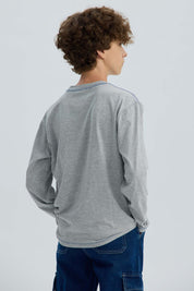 Polera Niño Print Gris Melange