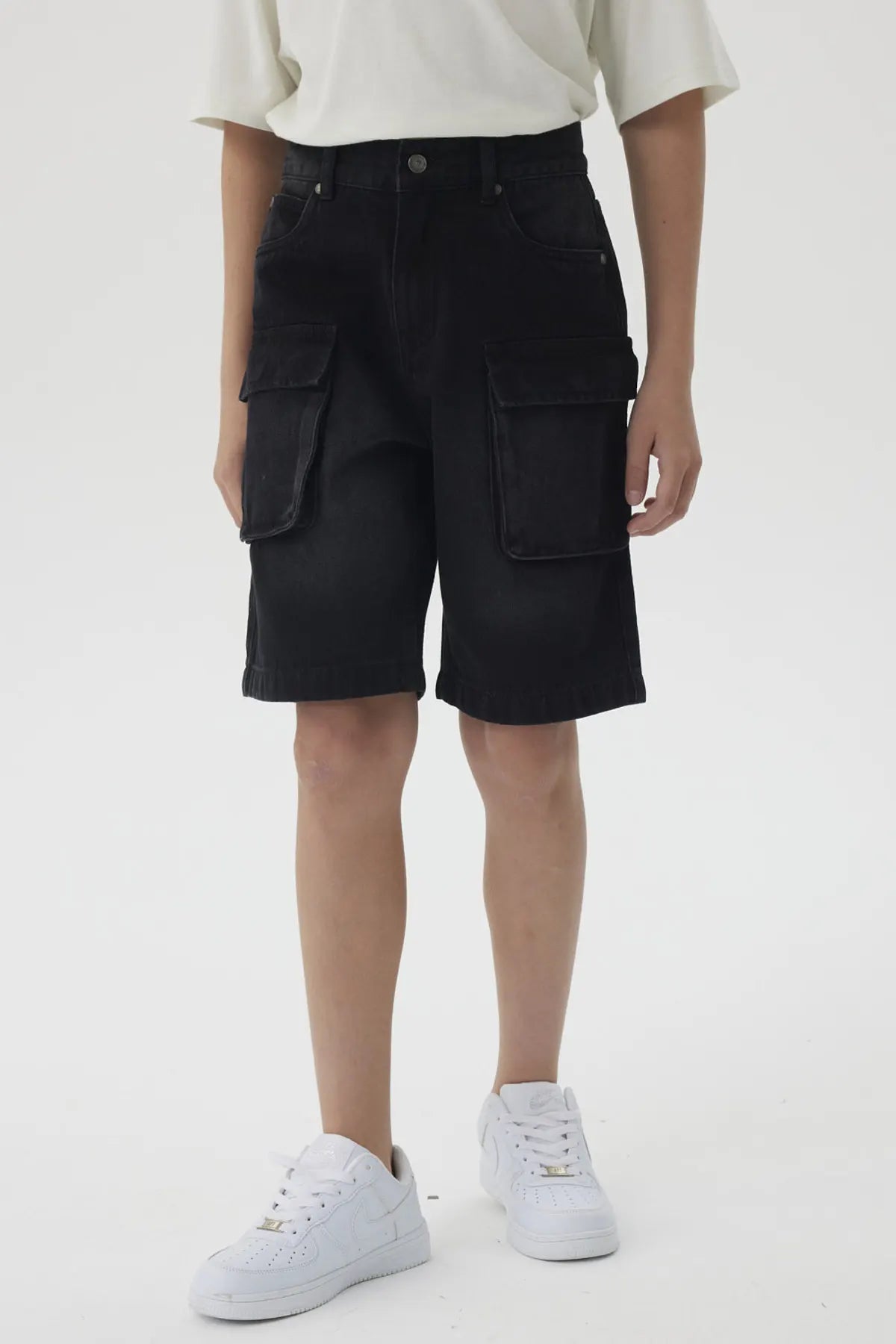 Bermuda Niño Denim Cargo Negro