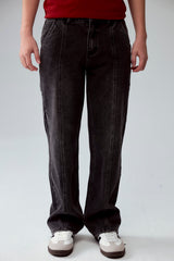 Jeans Calce Recto Cortes Niño Gris