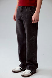 Jeans Niño Calce Recto Cortes Gris