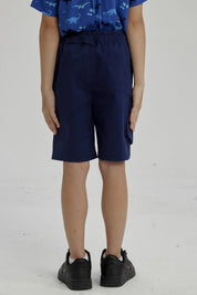 Bermuda Niño Bolsillo Parche Azul Oscuro