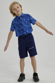 Bermuda Niño Bolsillo Parche Azul Oscuro