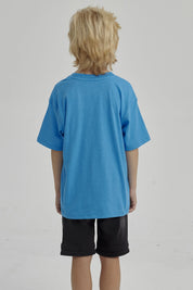 Polera Niño Con Print Azul Claro