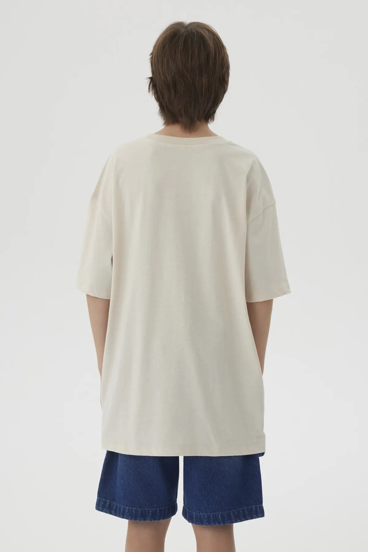 Polera Niño College Print 3D Beige