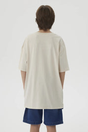 Polera Niño College Print 3D Beige