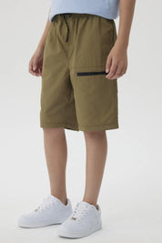 Bermuda Niño Con Cierre Verde Militar