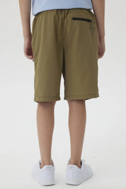 Bermuda Niño Con Cierre Verde Militar