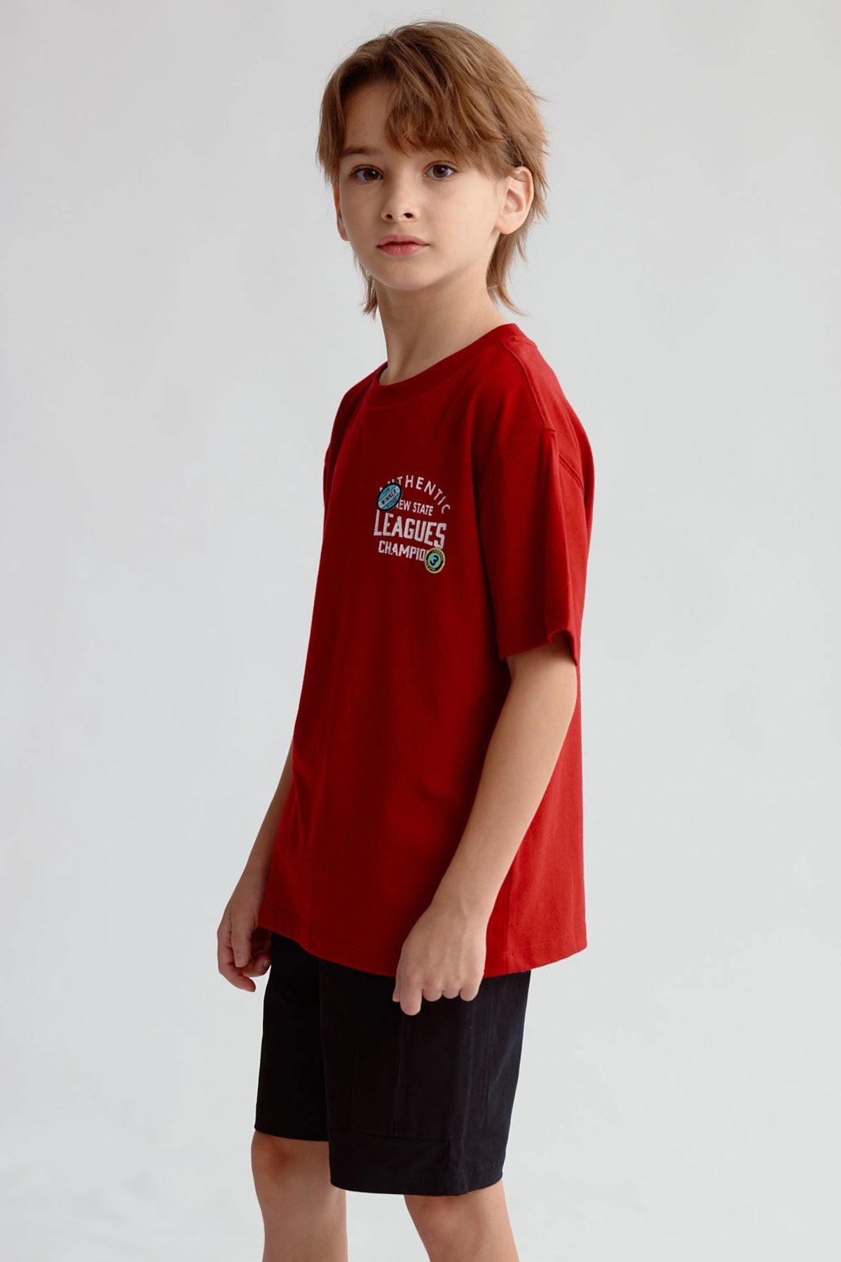 Polera Niño Print Posicional Burdeo