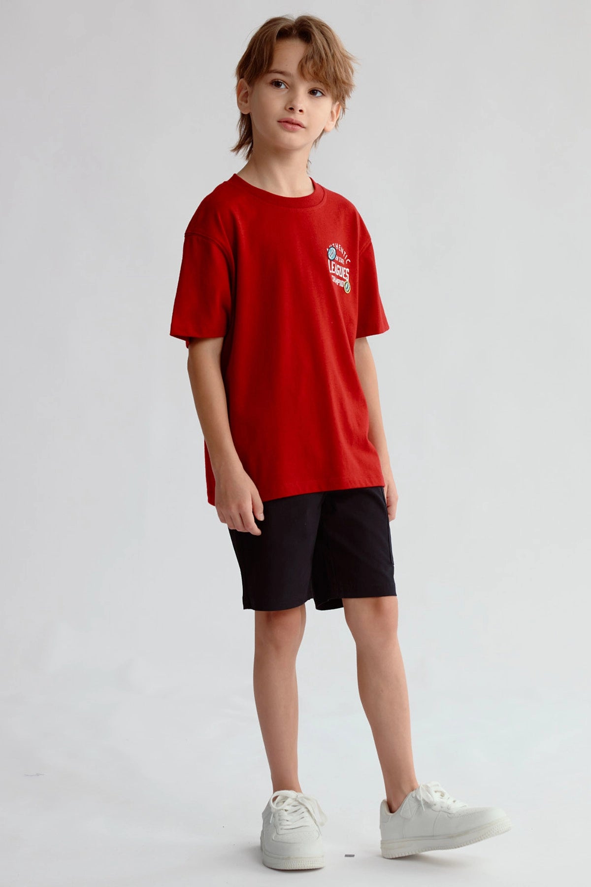 Polera Niño Print Posicional Burdeo